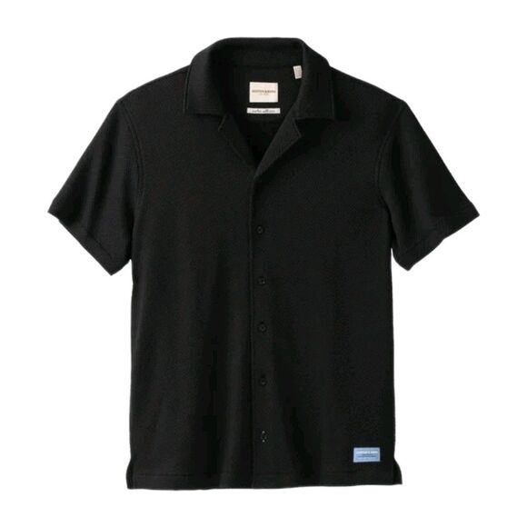 Scotch & Soda Men's Amsterdam Textured Knit Button Up Shirt Relaxed Black Size M - Picture 1 of 16